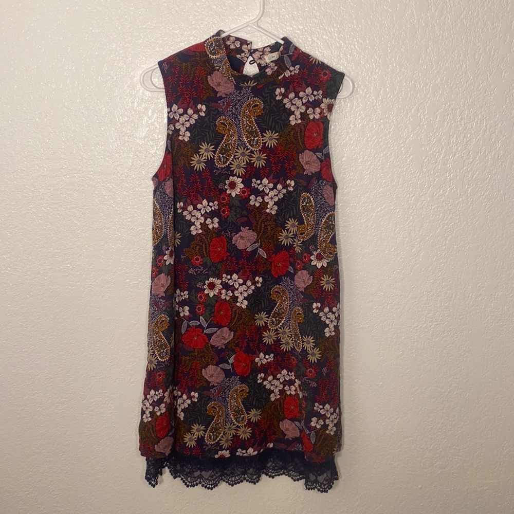Love, fire | mini sleeveless floral print dress | size L